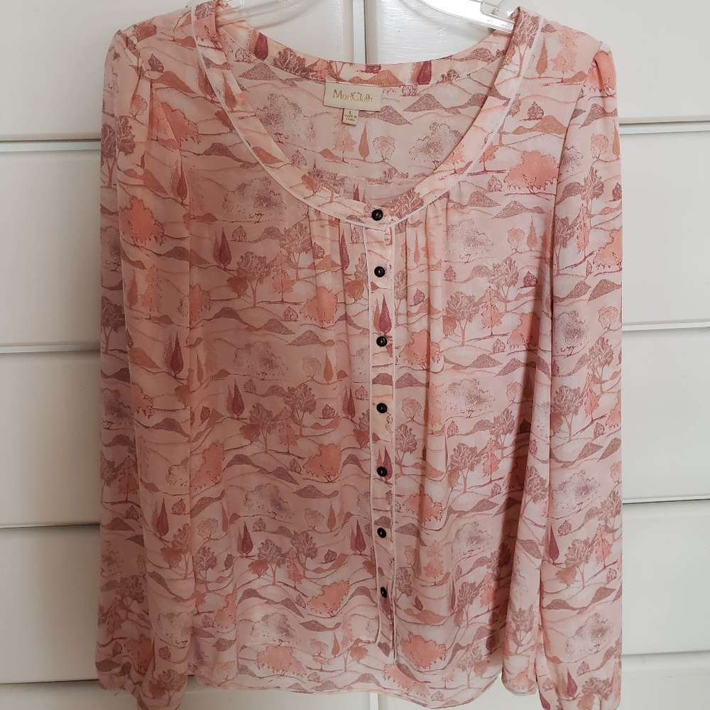 Modcloth pretty pink flowy button down blouse